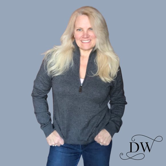 Cashmere Zip Sweater | Charcoal | Unisex - Picture 1 of 4